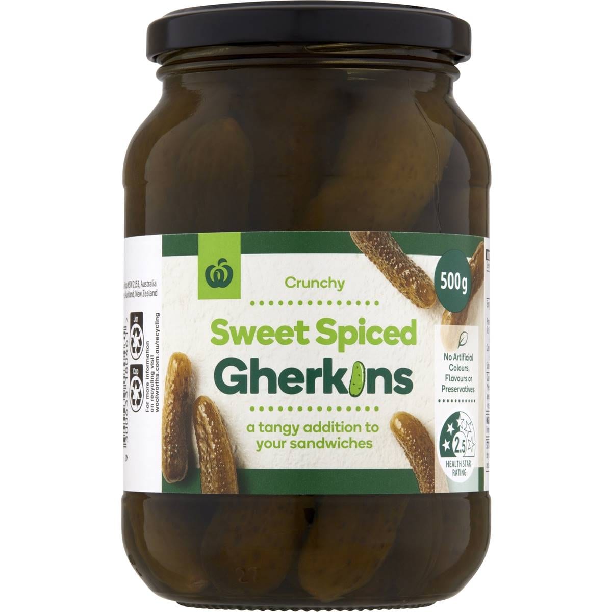 Woolworths Gherkins Sweet Spiced 500g Woolworths