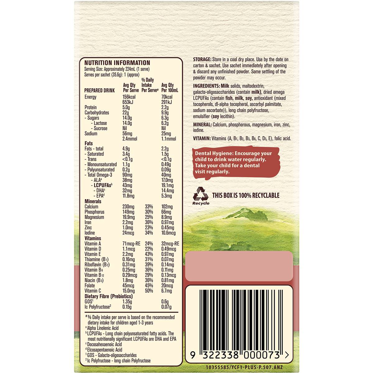 Karicare 3 Toddler Milk Drink Formula Sachets From 12+ Months 35.6g X4