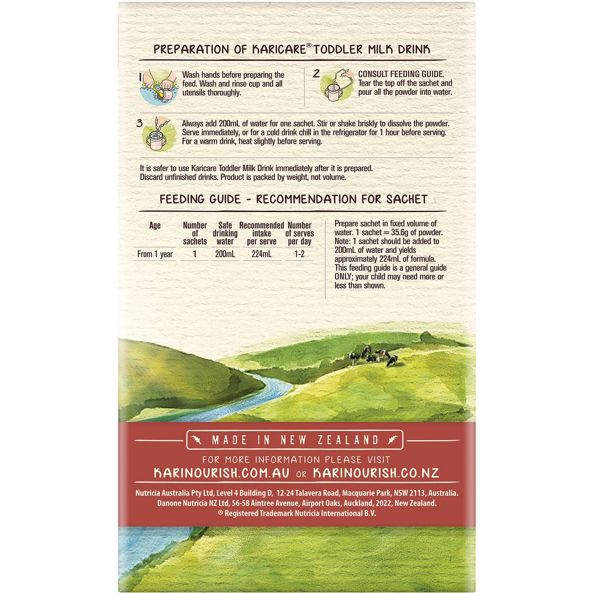 Karicare 3 Toddler Milk Drink Formula Sachets From 12+ Months 35.6g X4