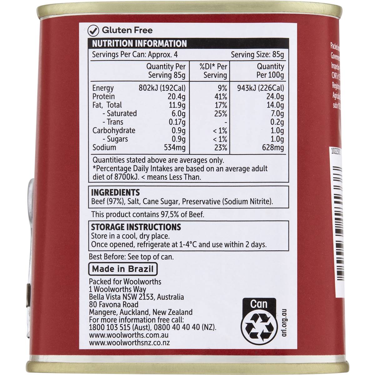 Woolworths Beef Corned 340g Woolworths