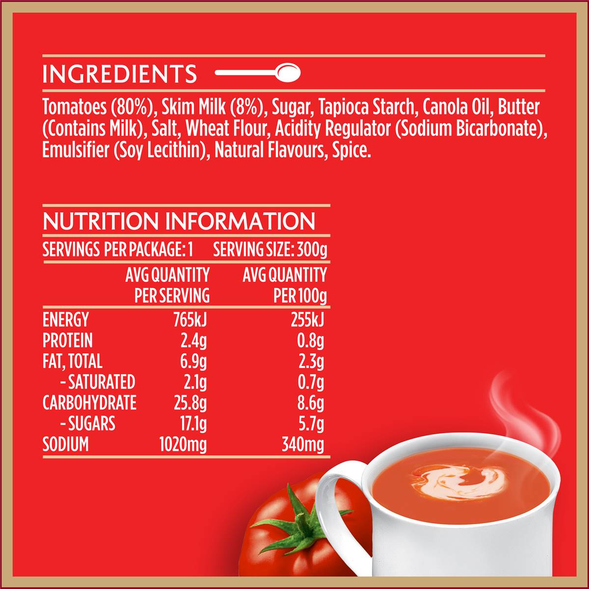 Heinz Soup For One Canned Soup Creamy Tomato 300g Woolworths