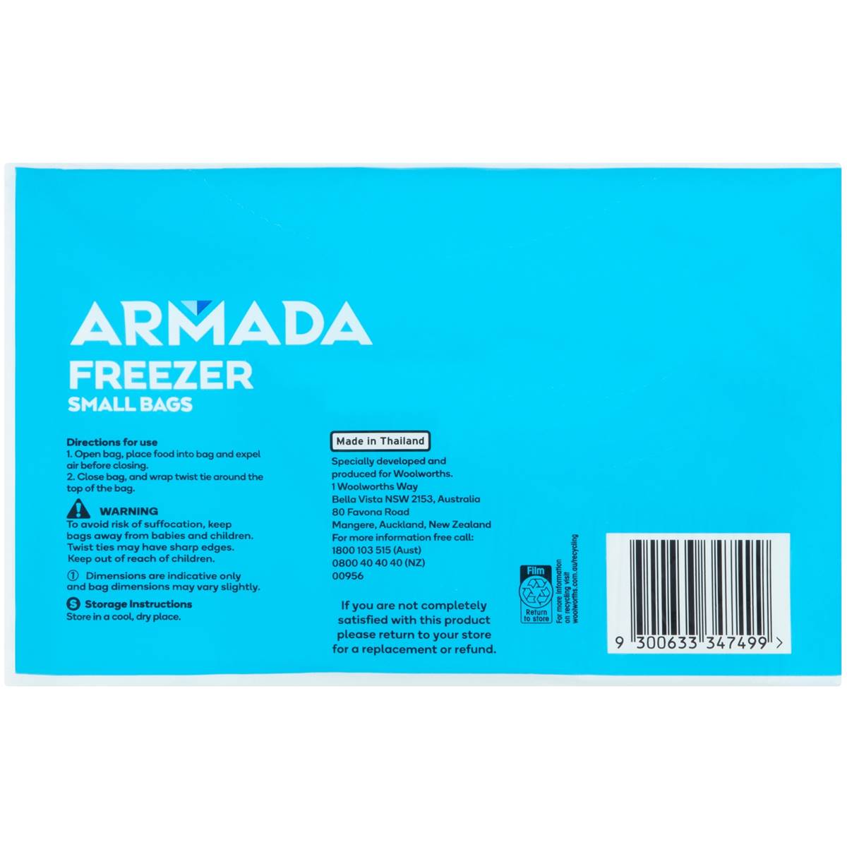 Armada Freezer Bags Small 120 Pack Woolworths