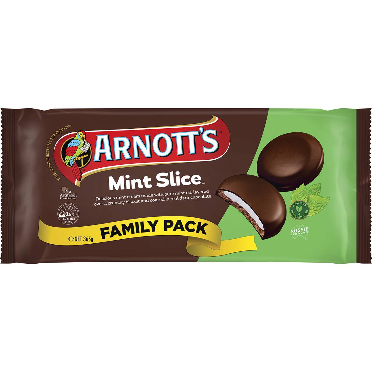 Arnott's Mint Slice Chocolate Biscuits Family Pack 365g | Woolworths