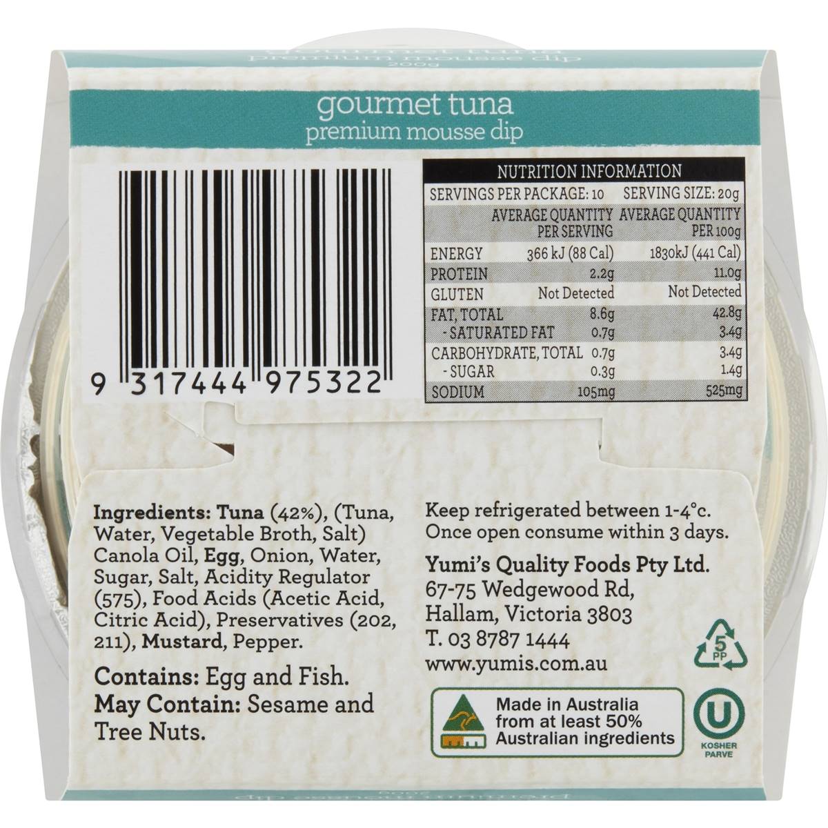 Yumi's Tuna Mousse Dip 200g Woolworths