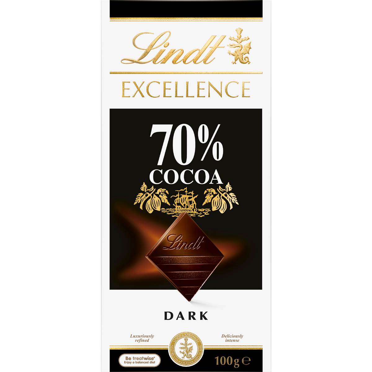 Lindt Excellence Dark Chocolate 70 Cocoa Block 100g Woolworths