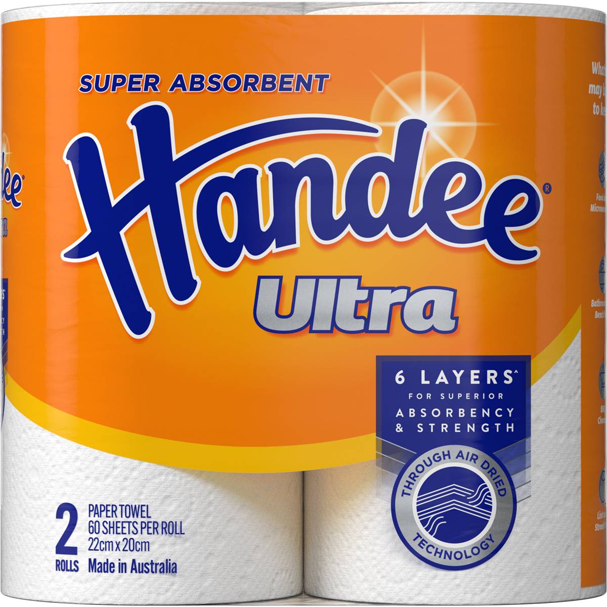 Handee Ultra Paper Towel White 120 Sheets 2 Pack Woolworths
