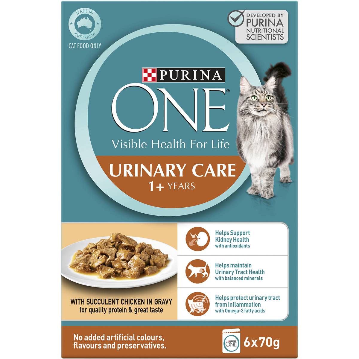 Purina One Wet Cat Food Pouch Urinary Care Chicken 6x70g Woolworths