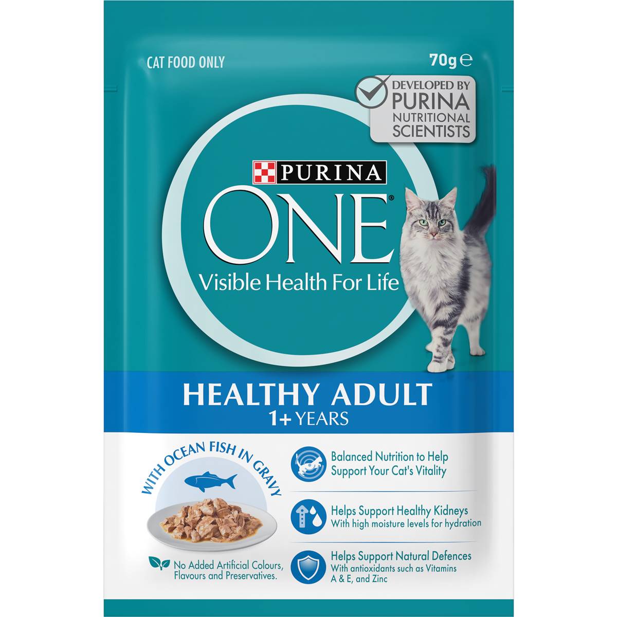 Purina One Adult Ocean Fish In Gravy Wet Cat Food 70g | Woolworths