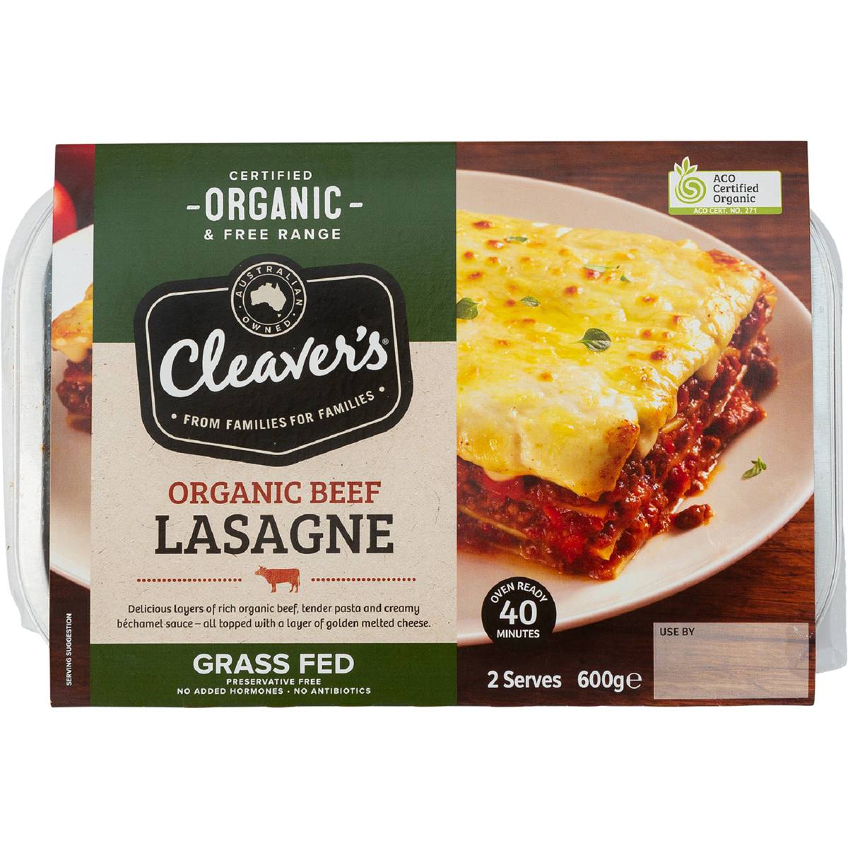Cleaver's Organic Beef Lasagne