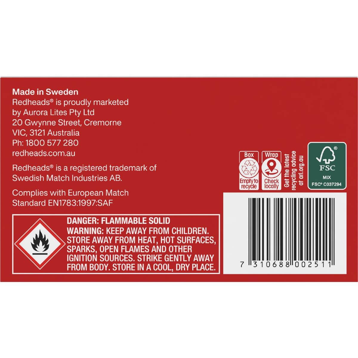 Redheads Extra Long Matches 45 Pack Woolworths