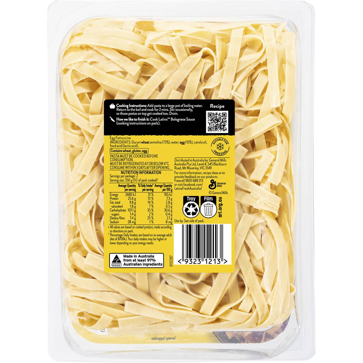 Latina Fresh Egg Fettuccine Pasta 375g Woolworths