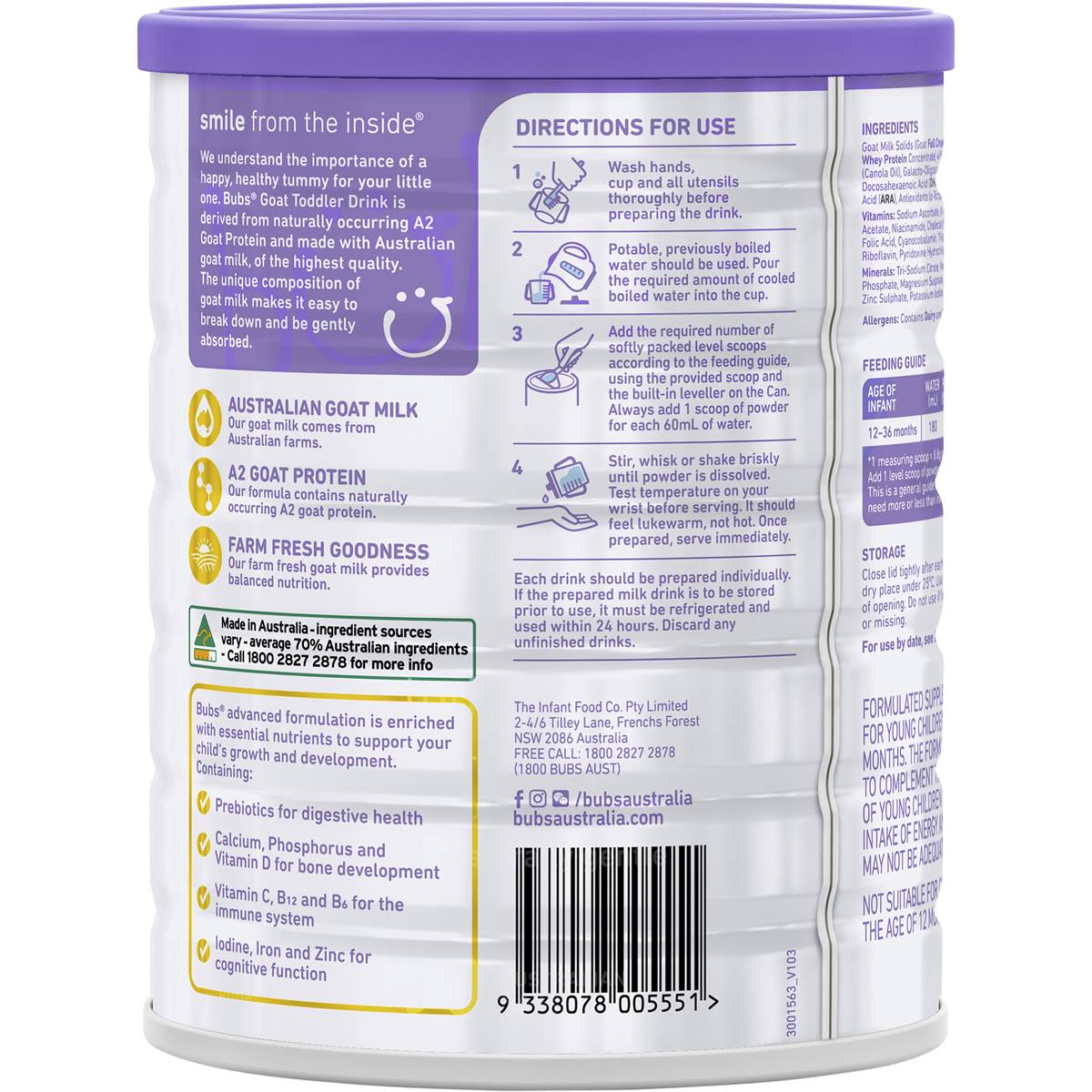 Bubs Goat Formula Stage 3 800g | Woolworths