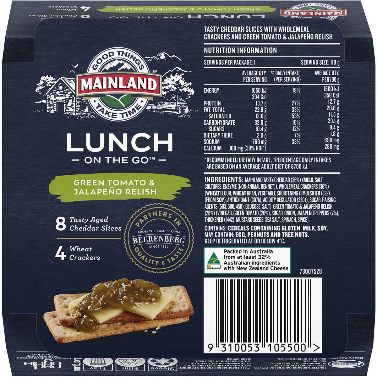 Mainland On The Go Cheese Crackers Tomato & Jalapeno Relish 110g Woolworths