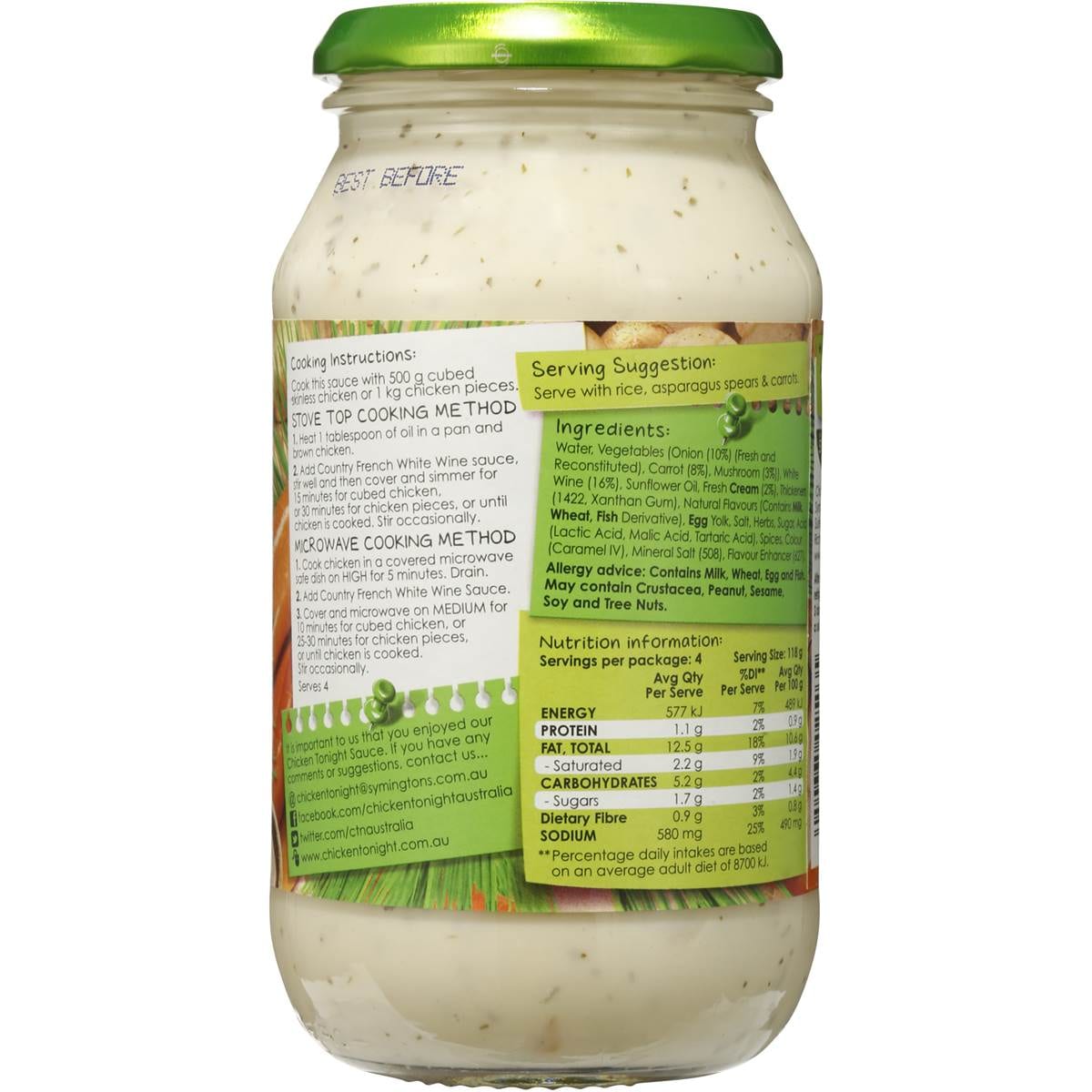 Chicken Tonight Simmer Sauce Country French White Wine 475g Woolworths