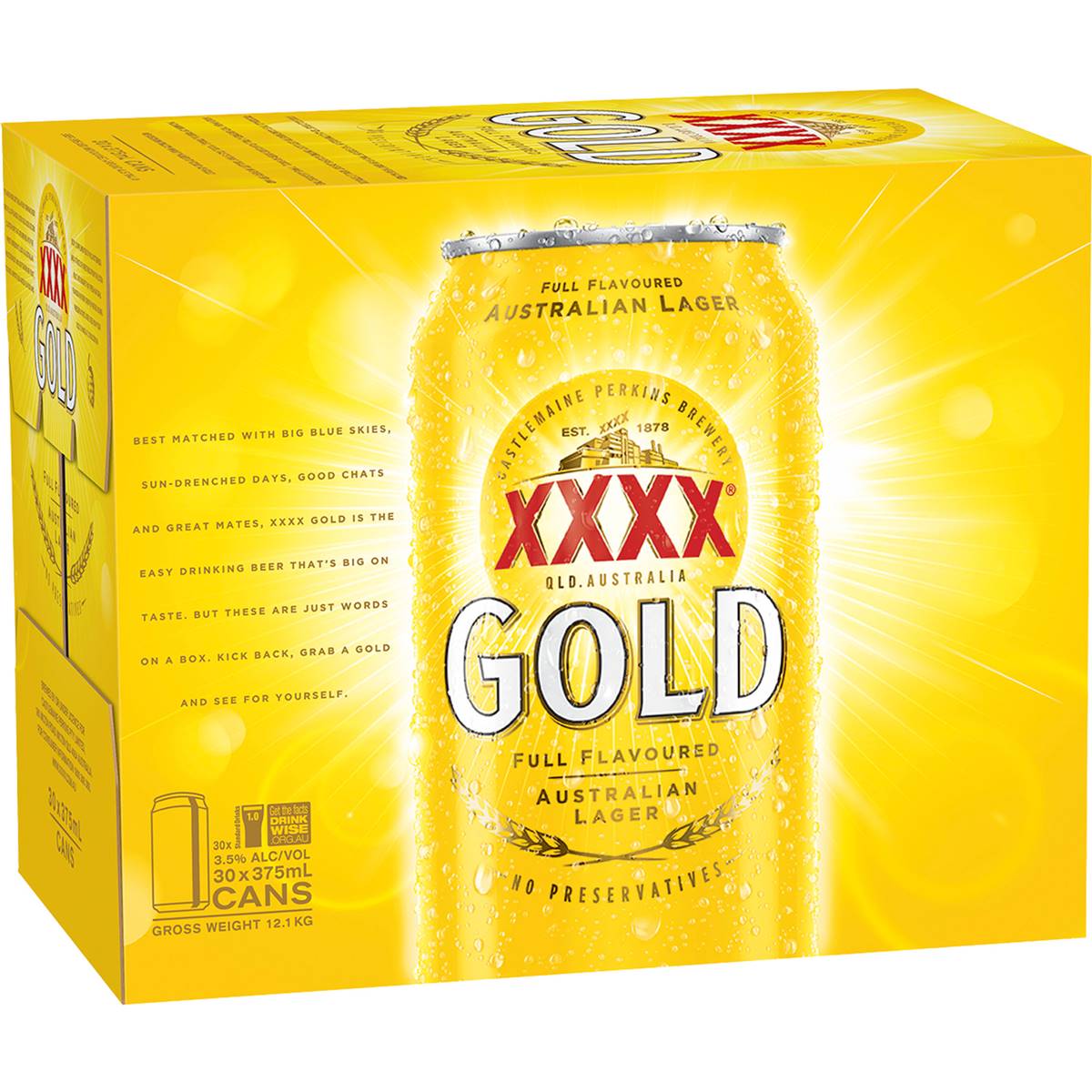 Xxxx Gold Mid Strength Lager Cans 30x375ml case Woolworths