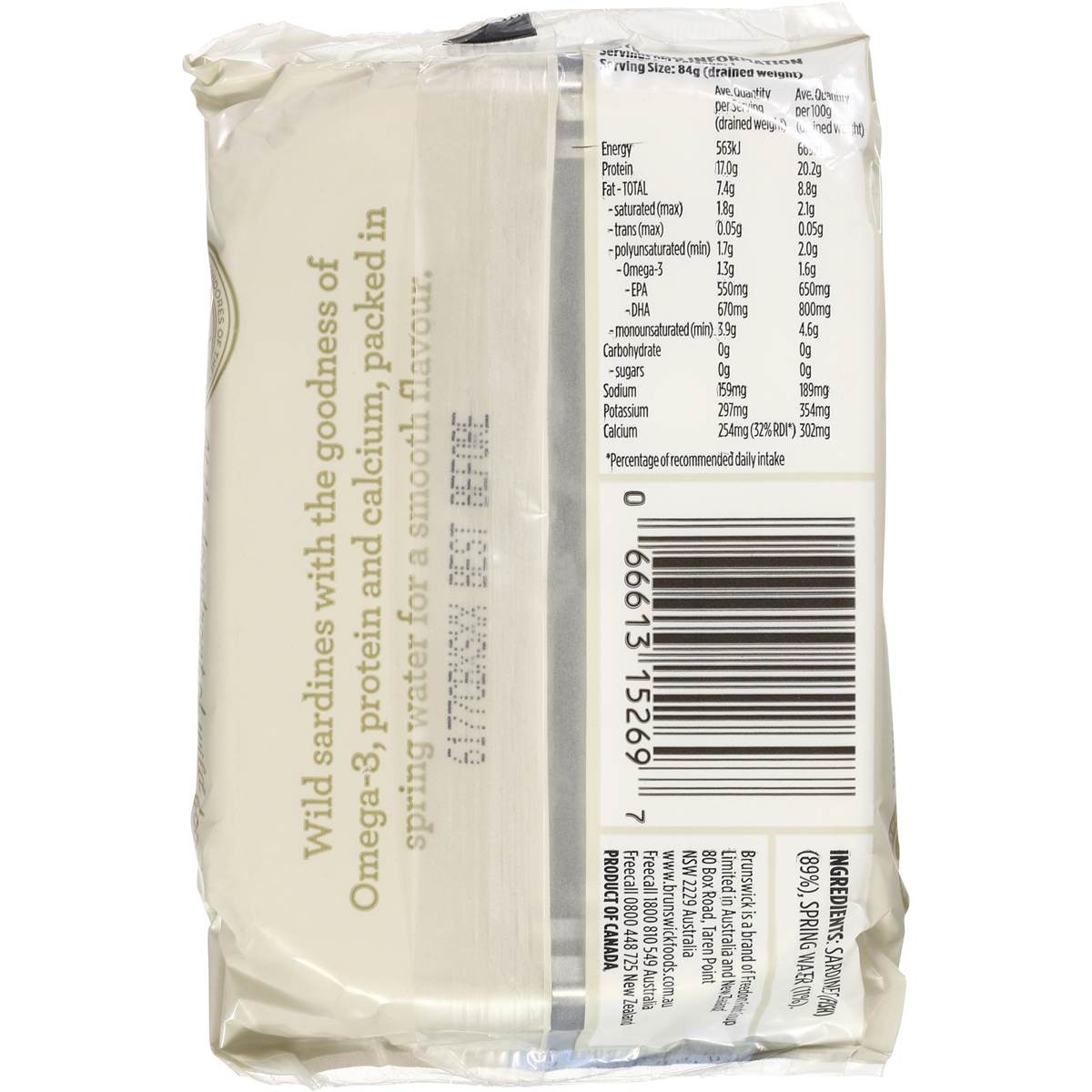 Brunswick Sardines In Springwater No Added Salt 106g Woolworths