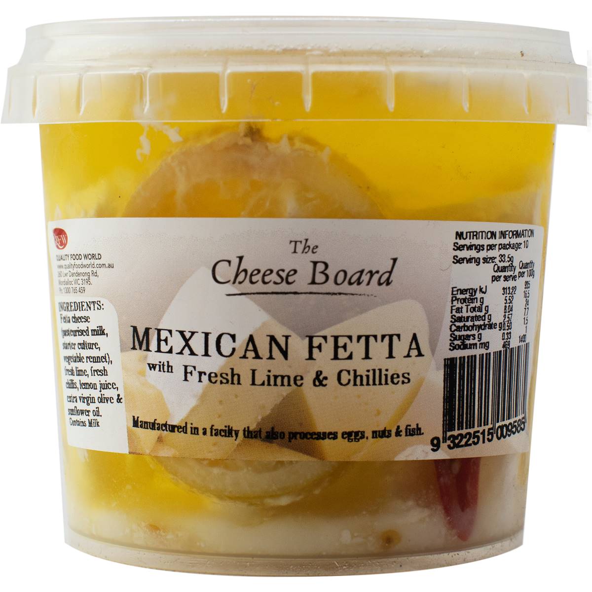 The Cheese Board Mexican Fetta With Fresh Lime & Chillies