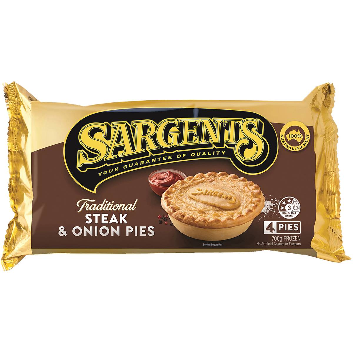 Sargents Traditional Pies Steak & Onion 4 Pack Woolworths