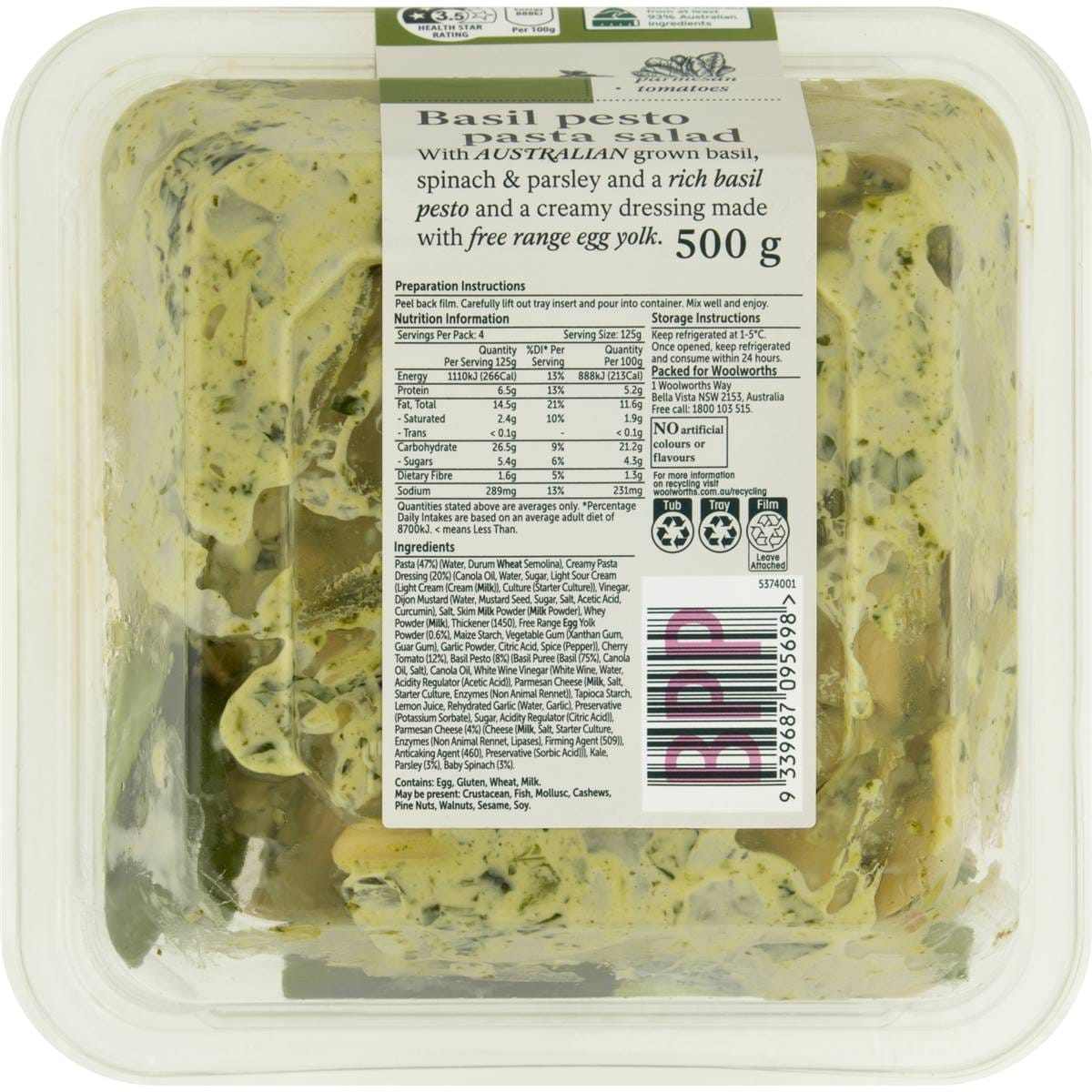 Woolworths Basil Pesto Pasta Salad Kit 500g Woolworths