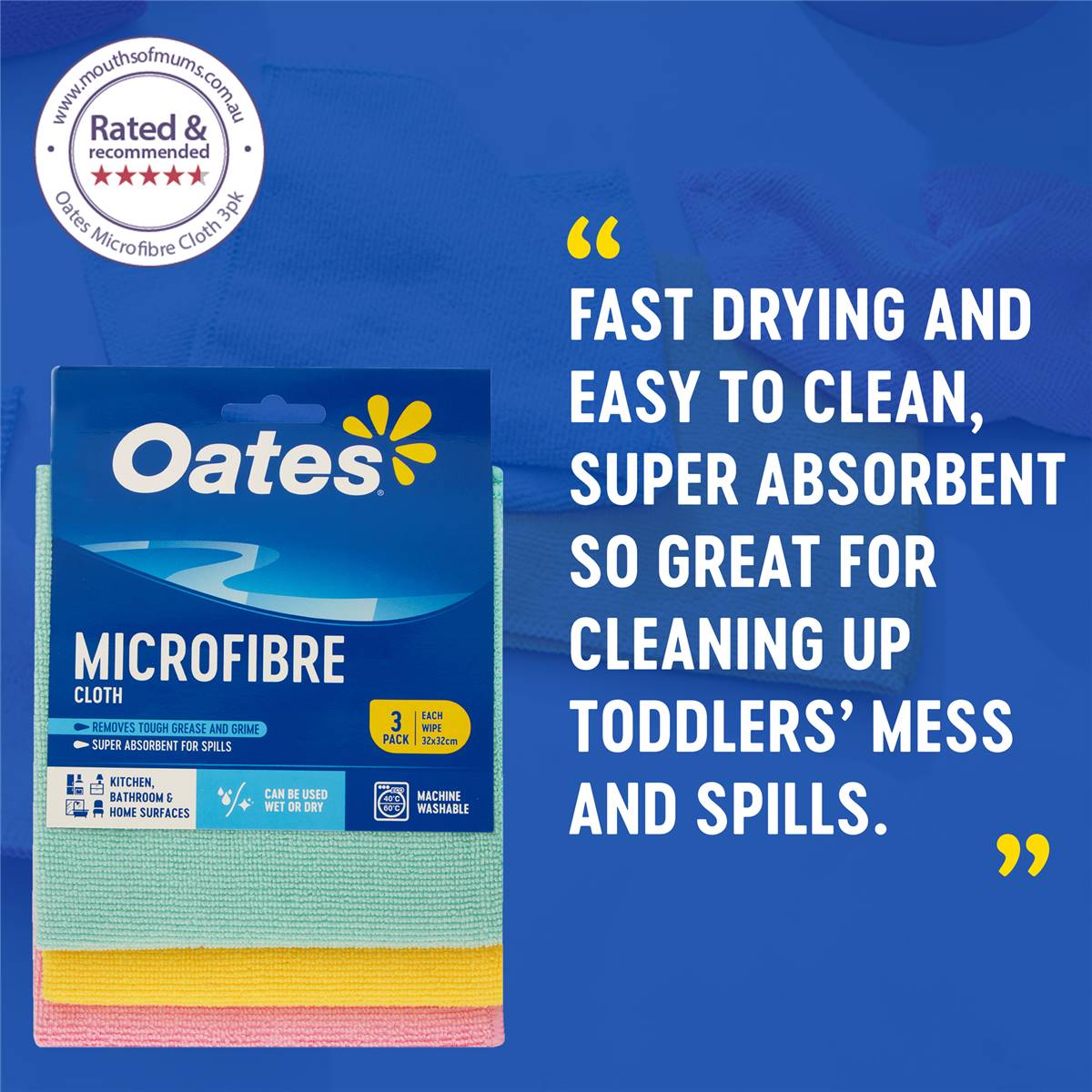 Oates Microfibre Cloth 3 Pack | Woolworths