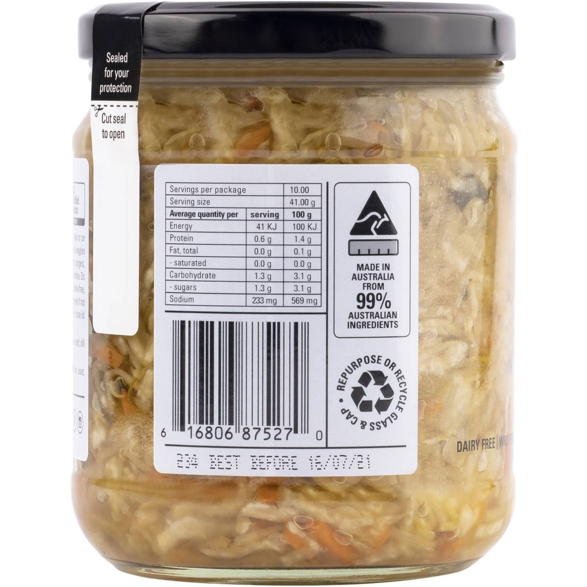 Kehoe's Organic Dill Kale & Carrot Sauerkraut 410g Woolworths
