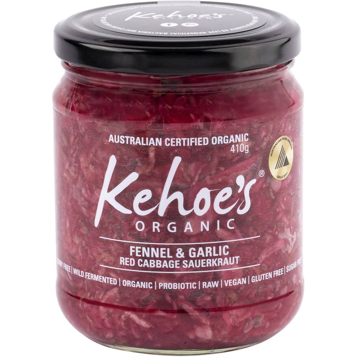 Kehoe's Organic Fennel & Garlic Red Cabbage Sauerkraut 410g Woolworths