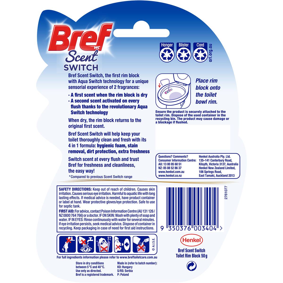 Bref Scent Switch Toilet Cleaner Block Apple & Water Lily 1 Pack