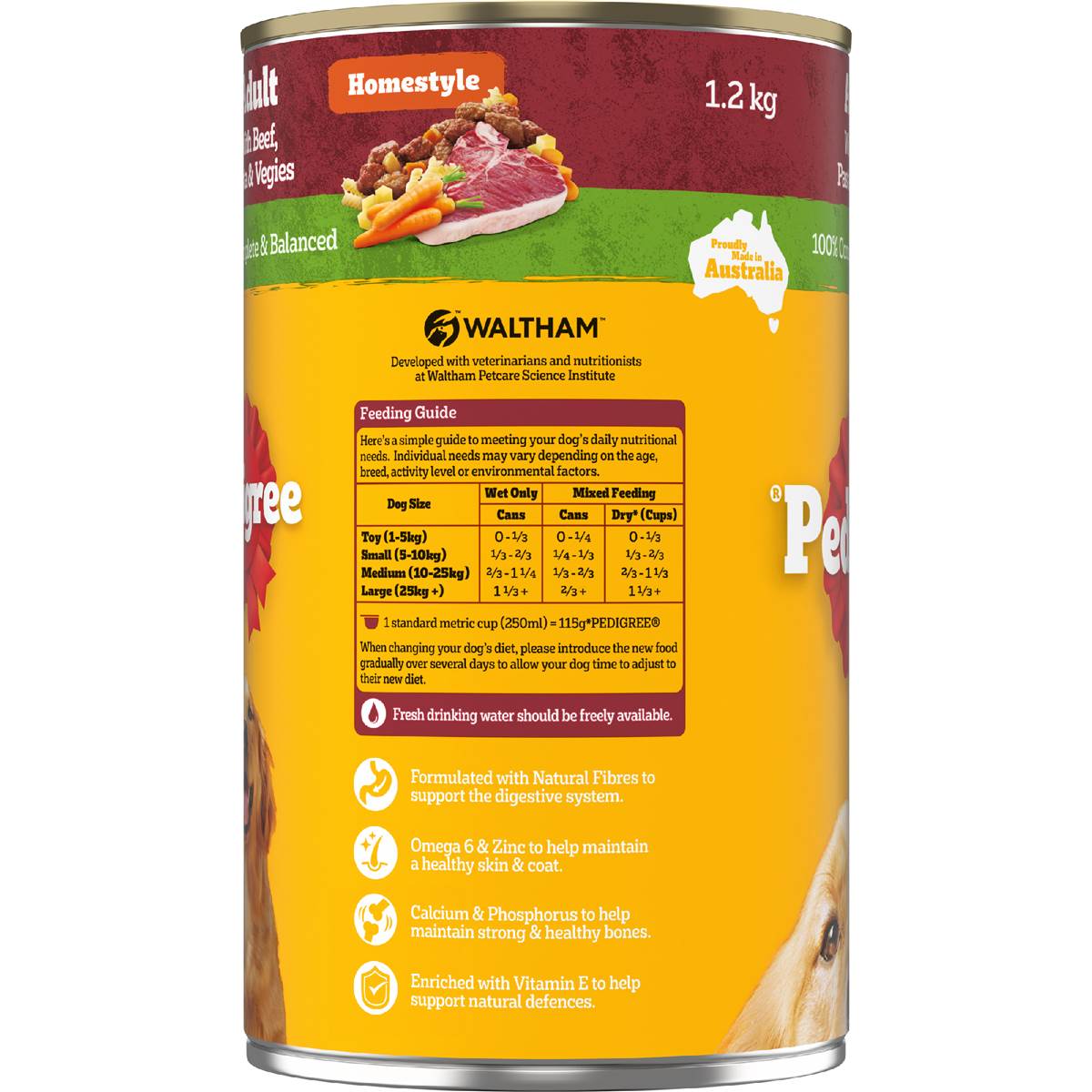 Pedigree Homestyle With Beef Pasta Veggies Wet Dog Food Can 1 2kg 