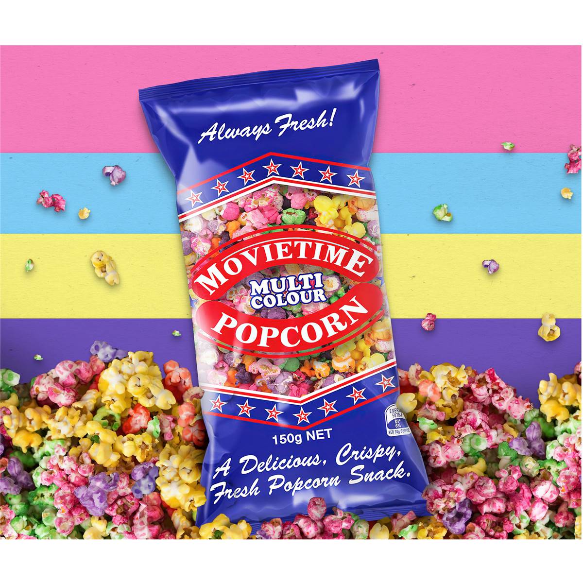 Movietime Popcorn Bag Multi Coloured 150g Woolworths