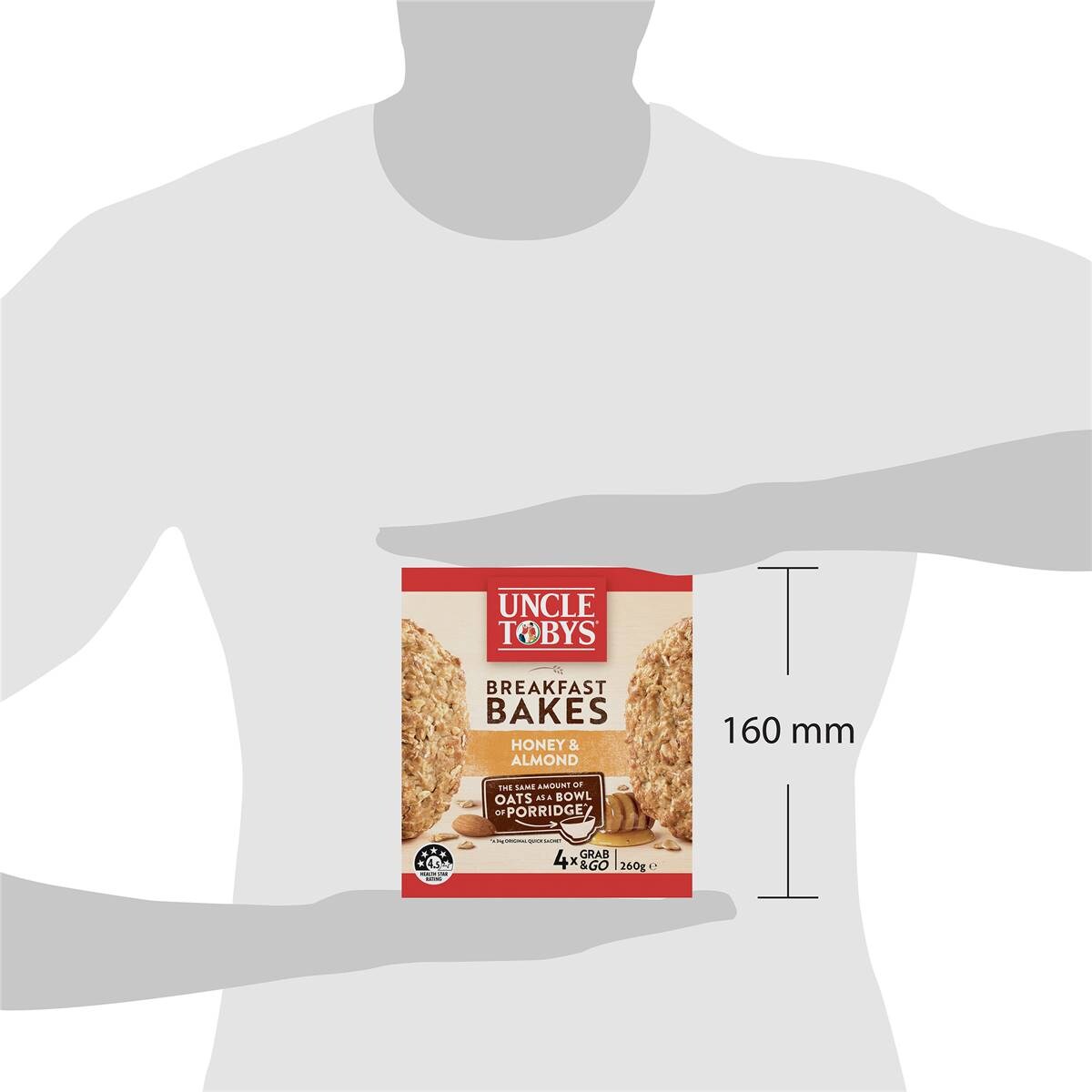 Uncle Tobys Oats Breakfast Bakes Cereal Bar Honey & Roasted Almond 260g Woolworths