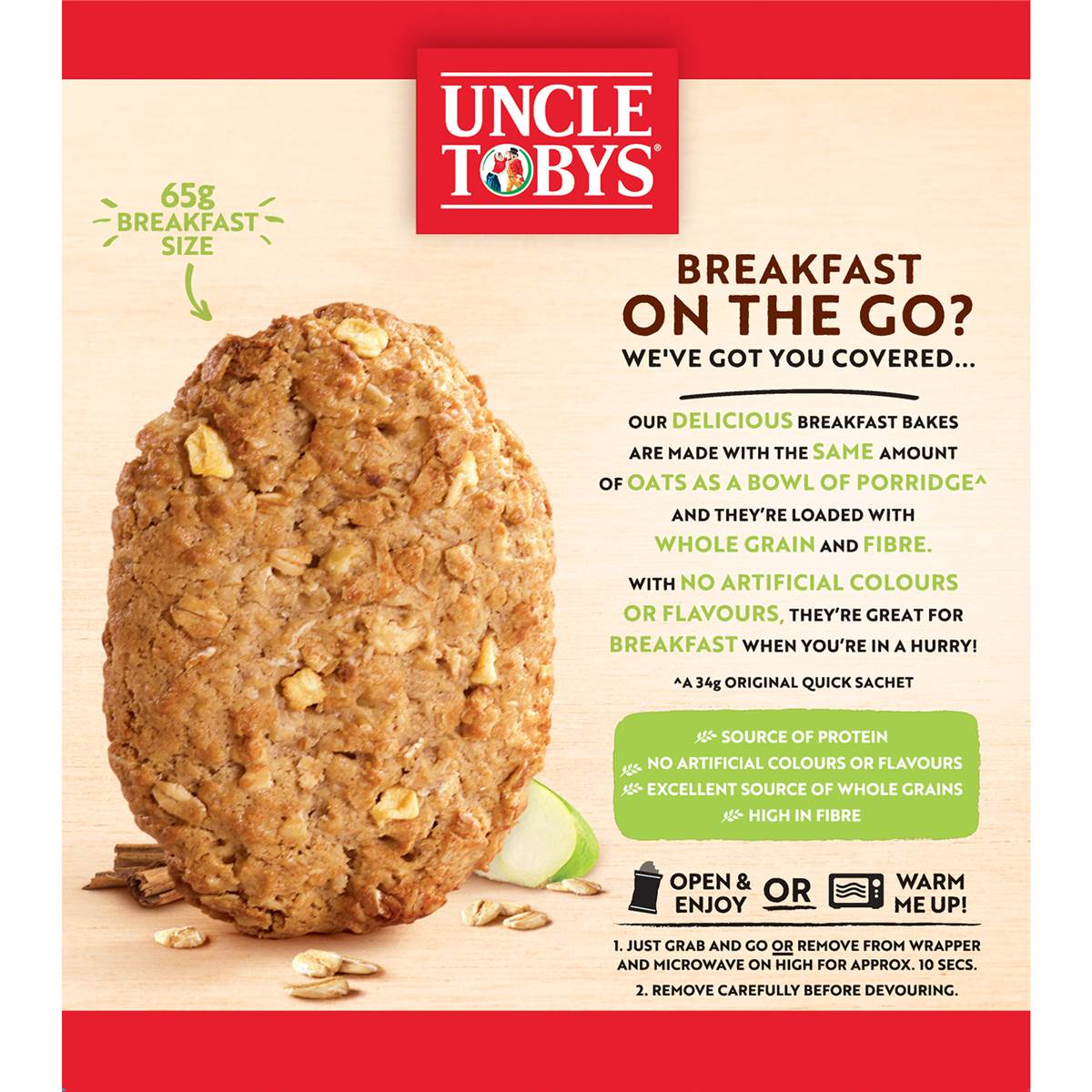 Uncle Tobys Oats Breakfast Bakes Cereal Bar Apple & Cinnamon 260g Woolworths