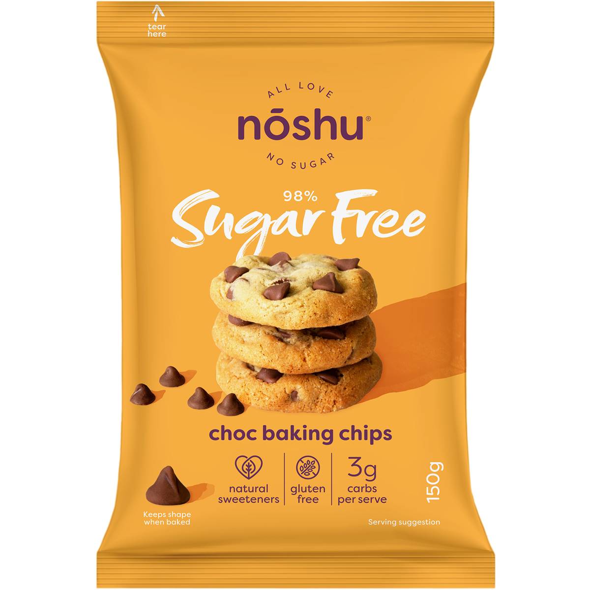 Noshu 98 Sugar Free Choc Baking Chips 150g Woolworths