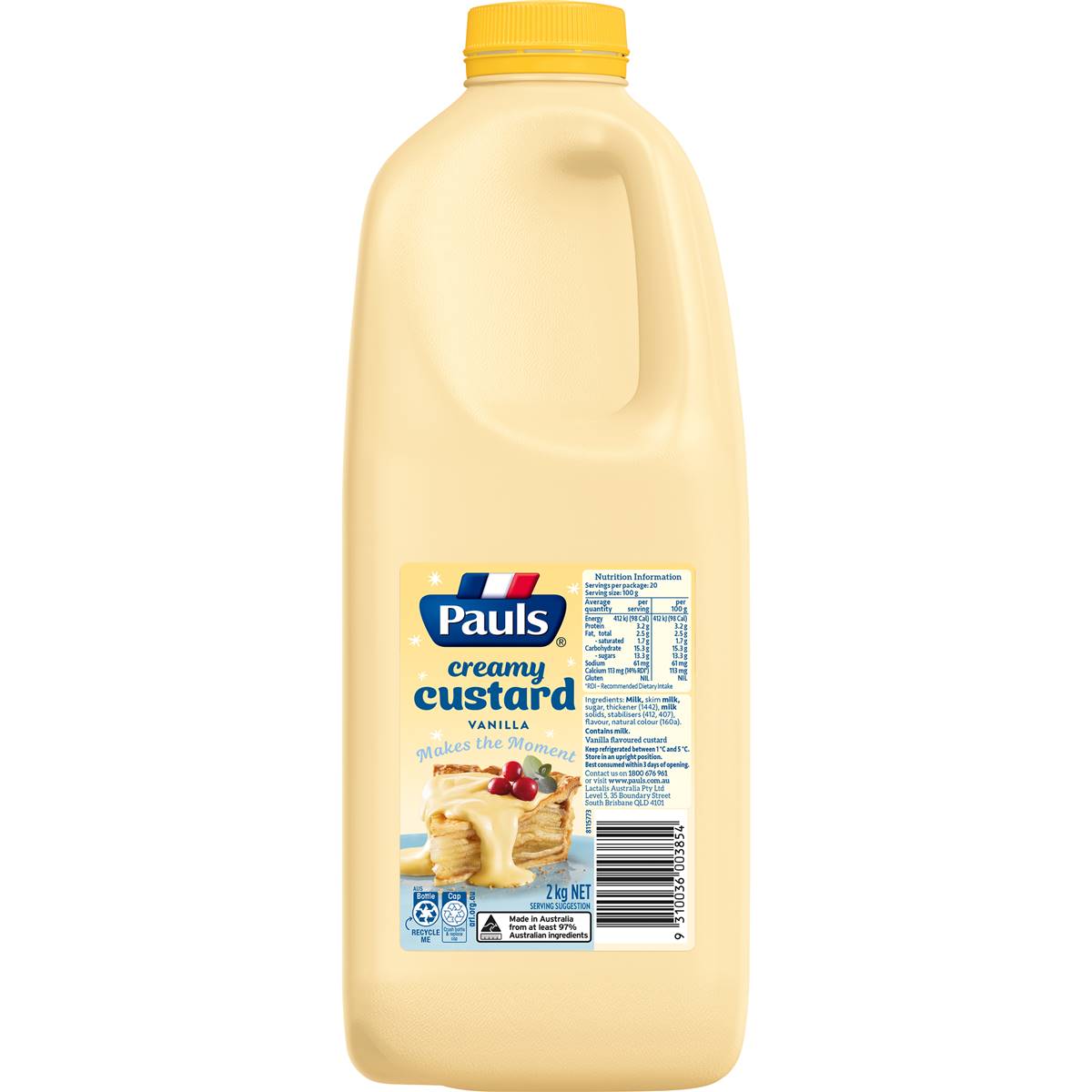 Calories In Pauls Custard Vanilla Custard Calorie Counter Australia