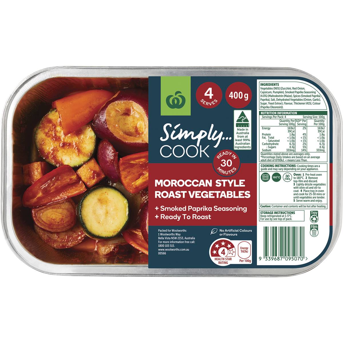 Woolworths Moroccan Roast Vegetables 400g Woolworths