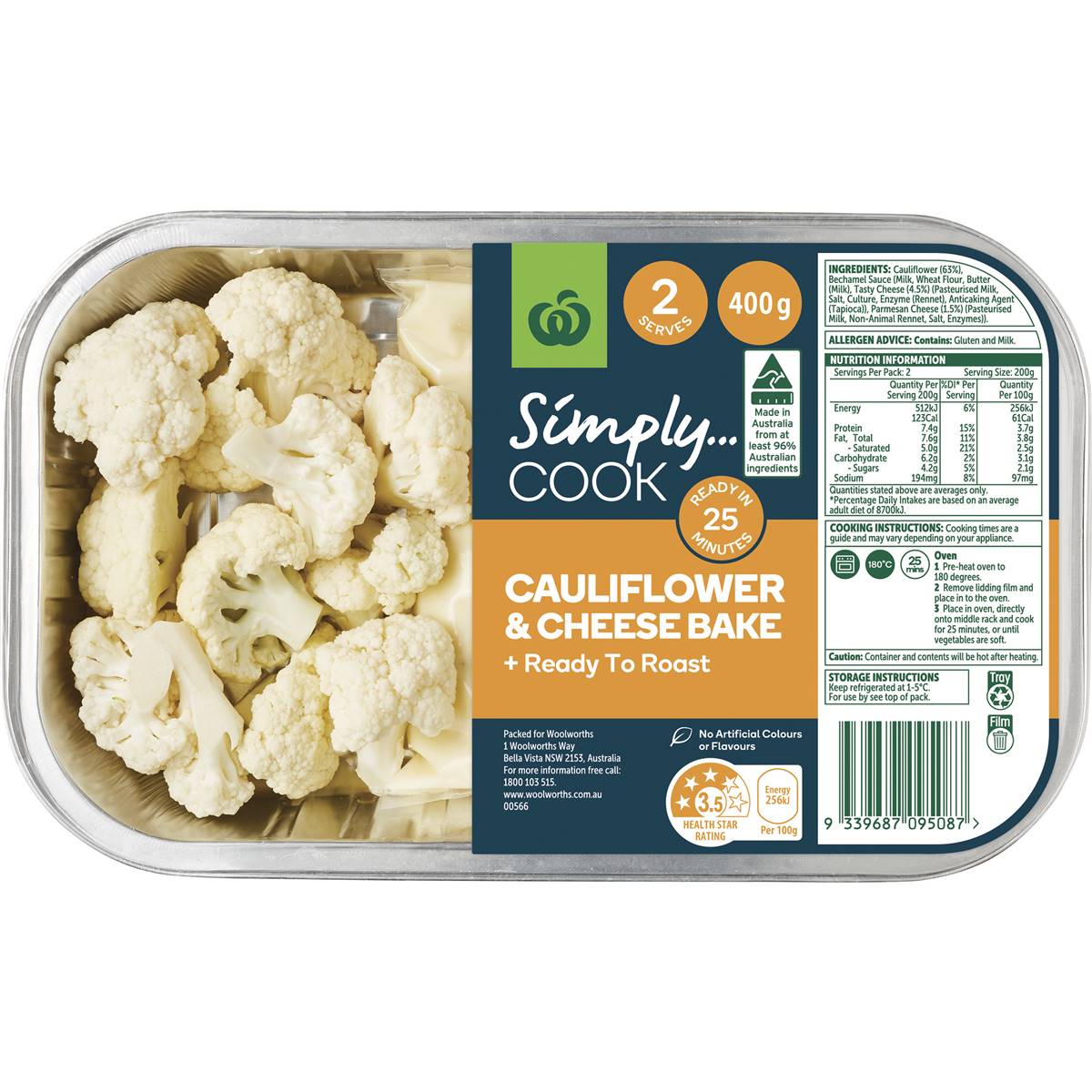 Woolworths Cauliflower & Cheese Bake 400g Woolworths