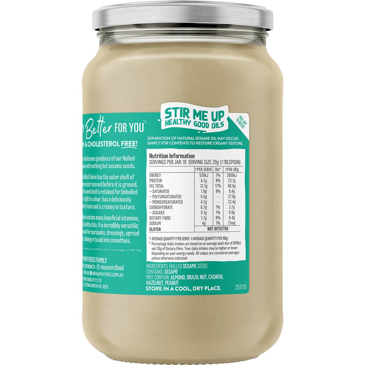 Mayver's Hulled Tahini Spread 385g Woolworths
