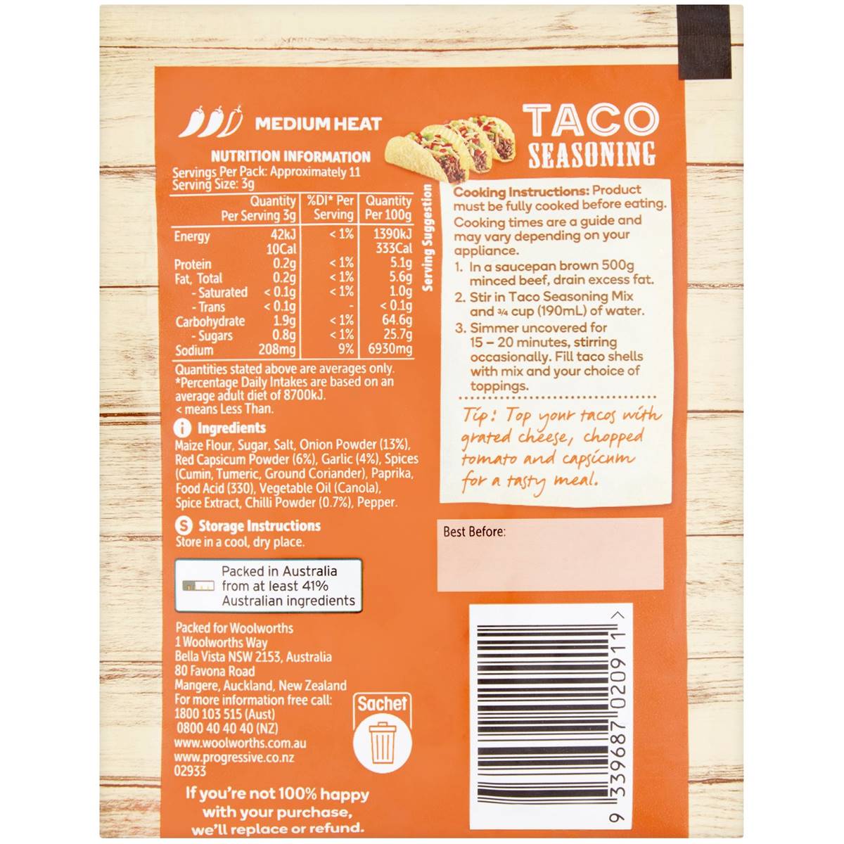 Woolworths Taco Seasoning Mix 35g Woolworths woolworths-taco-seasoning-mix-35g-woolworths
