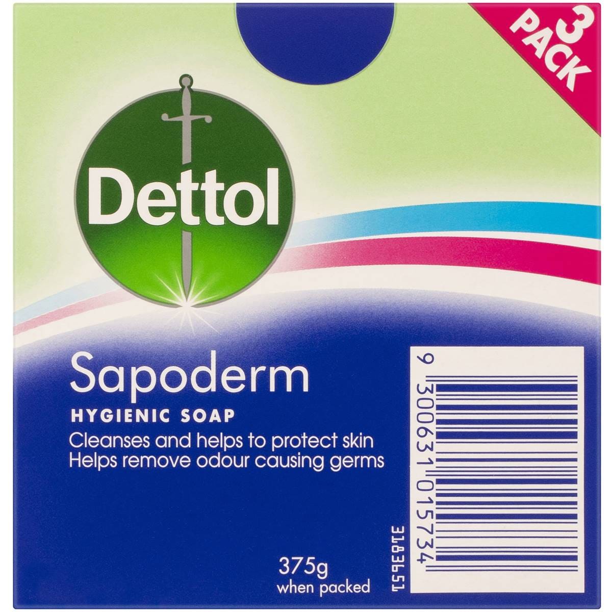 Dettol Sapoderm Hygienic Bar Soap For Acne Prone And Oily Skin 3x375g