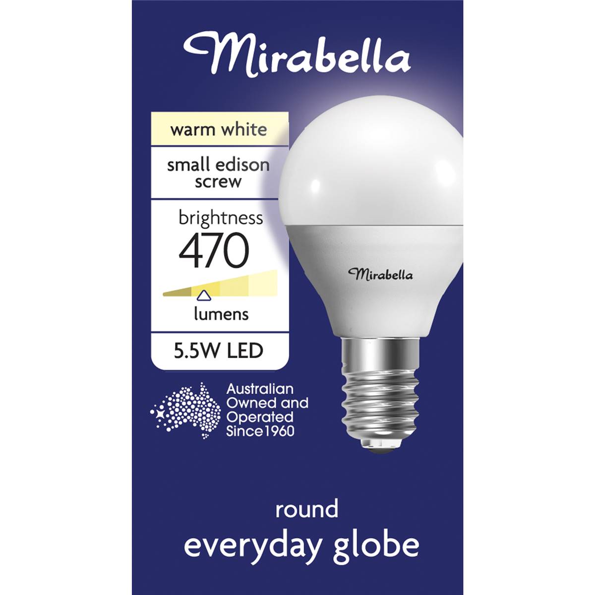 Mirabella Led Small Edison Screw 5w 470lm Warm White Light Globe Each