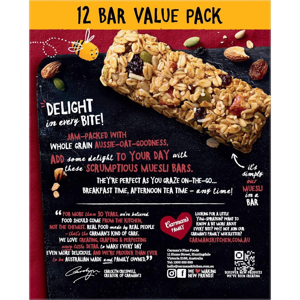 Carman's Muesli Bars Classic Fruit & Nut Value 12 Pack Woolworths
