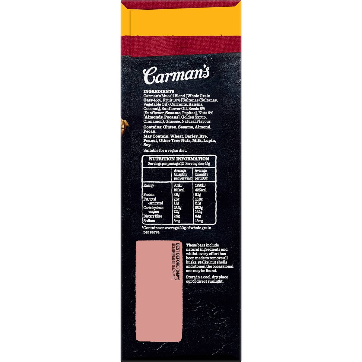 Carman's Muesli Bars Classic Fruit & Nut Value 12 Pack Woolworths