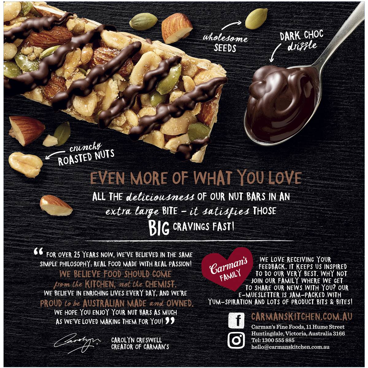 Carman's Nut Bars Xl Dark Chocolate & Roasted Nut 4 Pack Woolworths