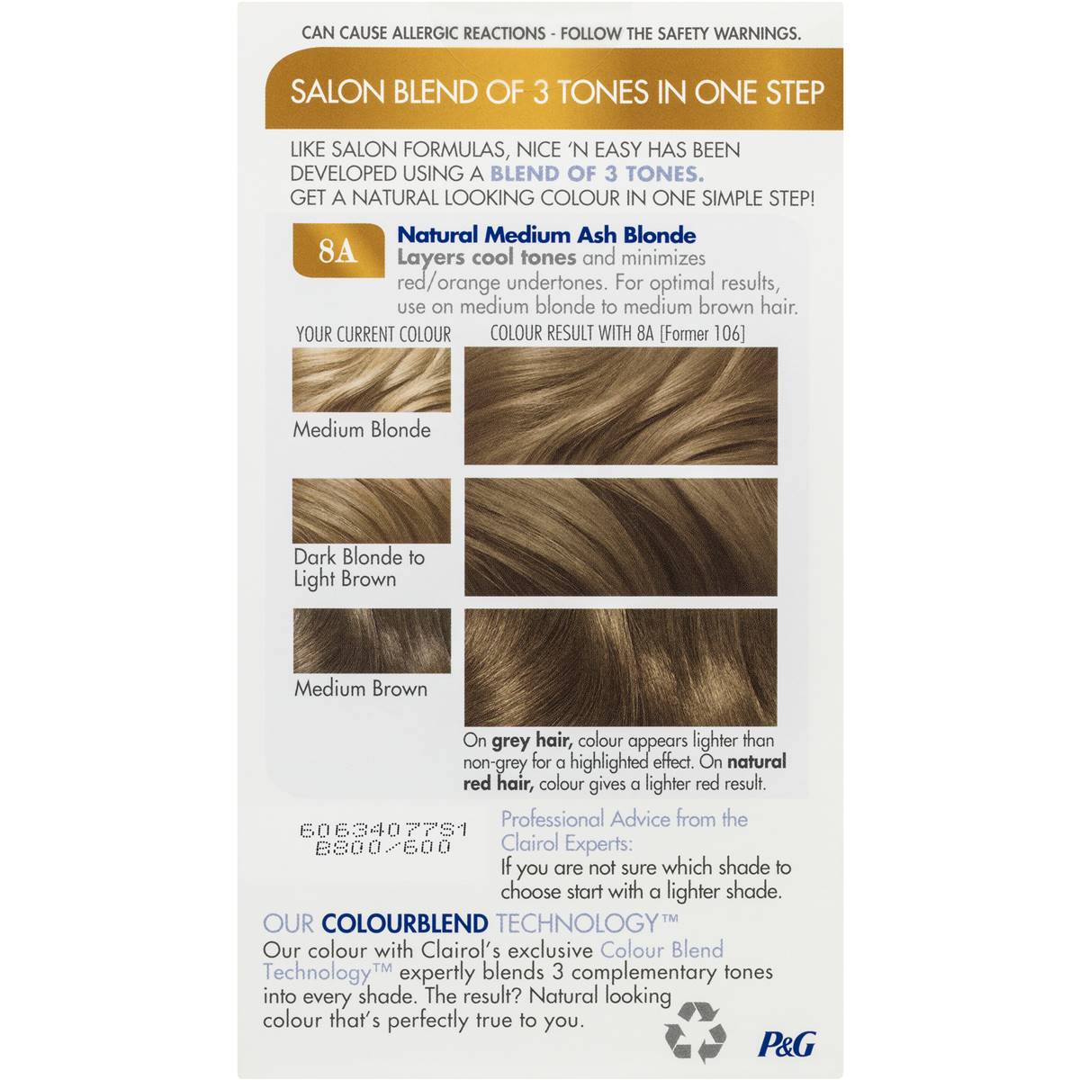 Clairol Nice N Easy 8a Natural Medium Ash Blonde Each | Woolworths