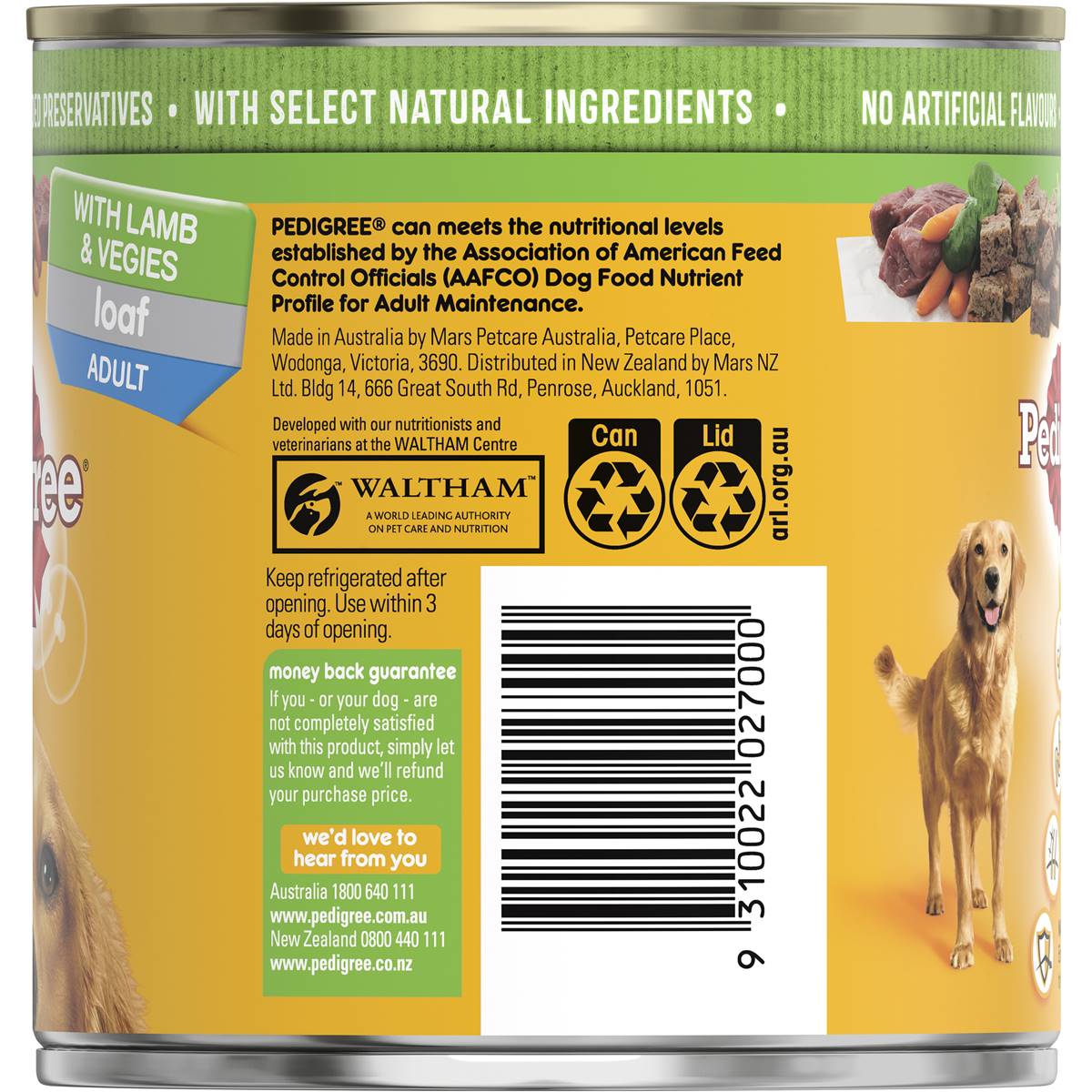 Pedigree Loaf With Lamb & Veggies Wet Dog Food Can 700g | Woolworths