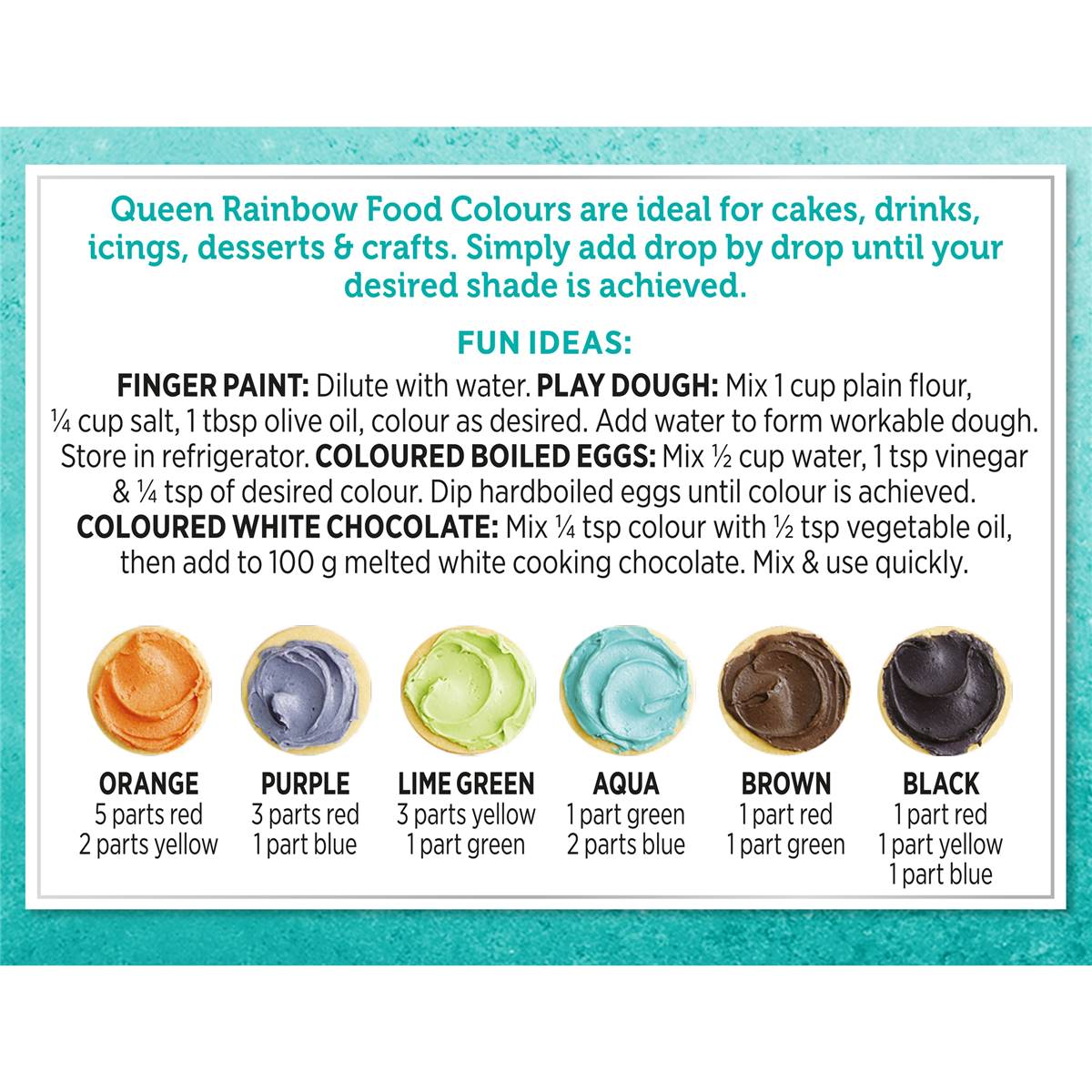 Queen Rainbow Food Colours 4 Pack Woolworths