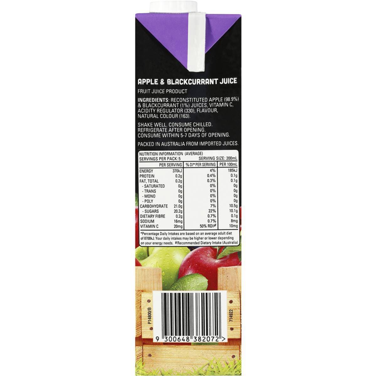 Just Juice Apple & Blackcurrant Juice 1l Woolworths