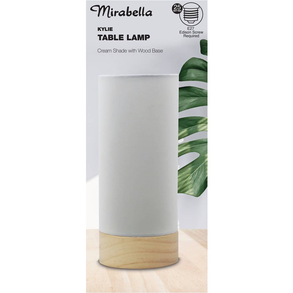 Mirabella Kylie Table Lamp Linen Cream Shade & Wood Each Woolworths