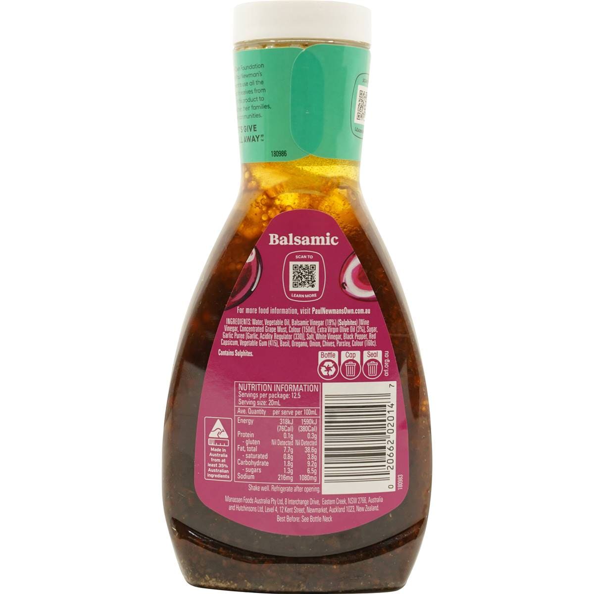 Paul Newman's Own Balsamic Vinaigrette 250ml Woolworths