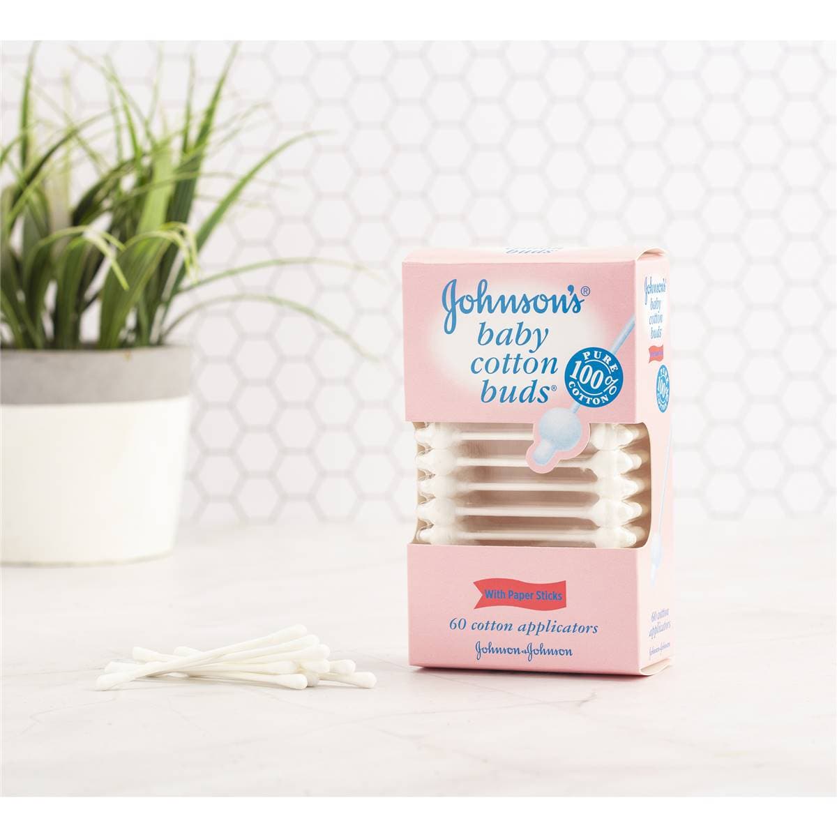 Johnson's Baby Pure Cotton Buds 60 Pack Woolworths