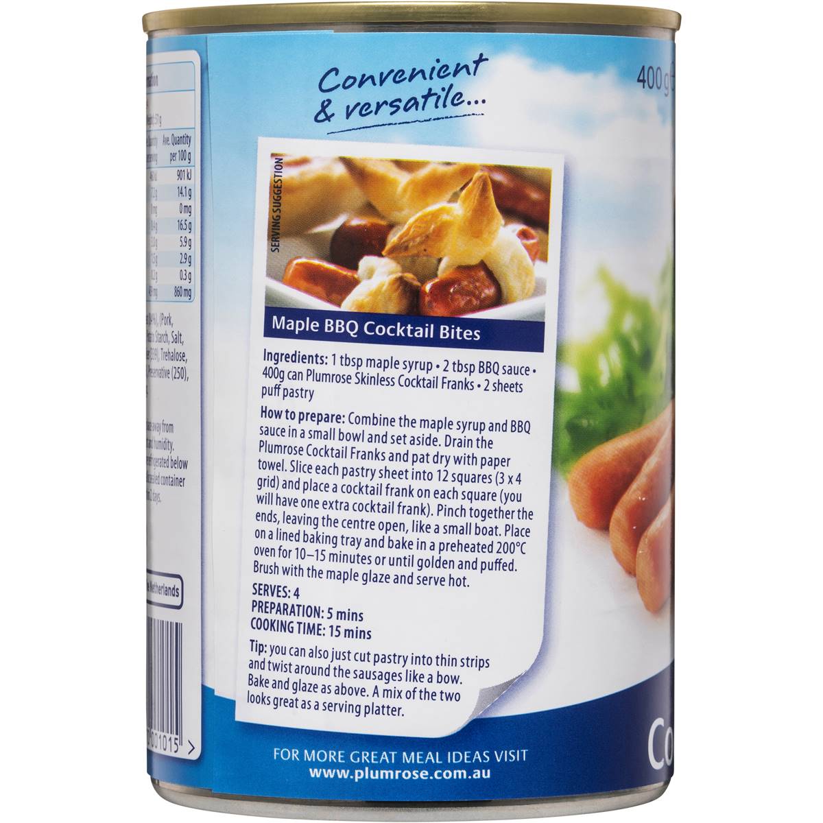 Plumrose Frankfurts Cocktail 400g Woolworths